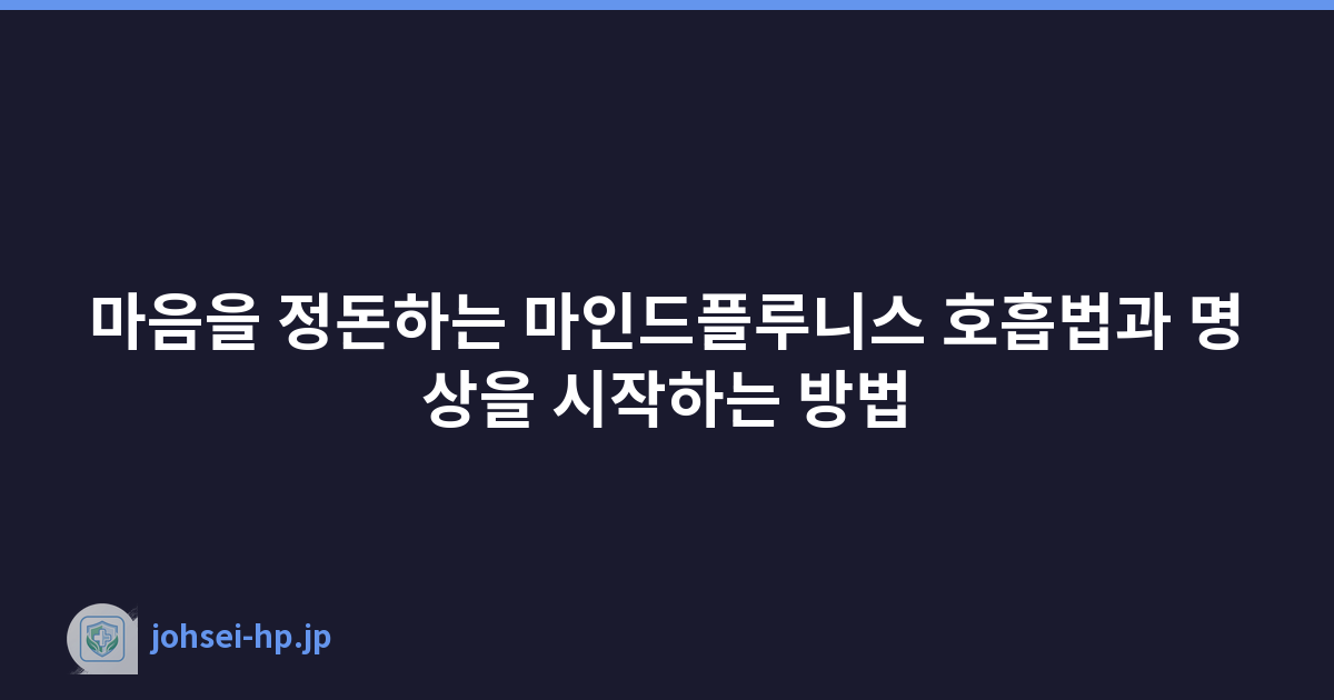 마음을 정돈하는 마인드플루니스 호흡법과 명상을 시작하는 방법